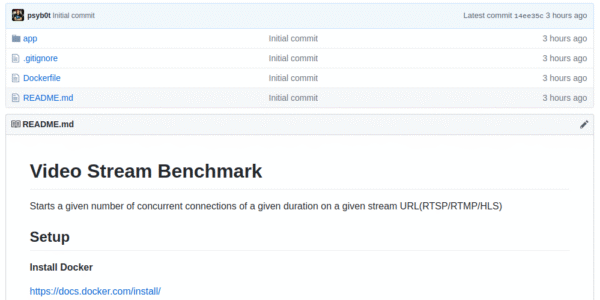Video Stream Benchmark – python wrapped in docker