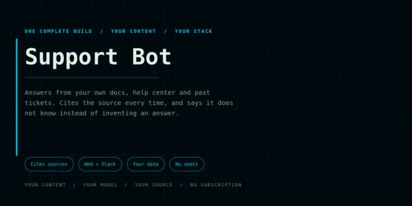 Support Bot On Your Own Content: Answers From Your Docs, Cites Every Source